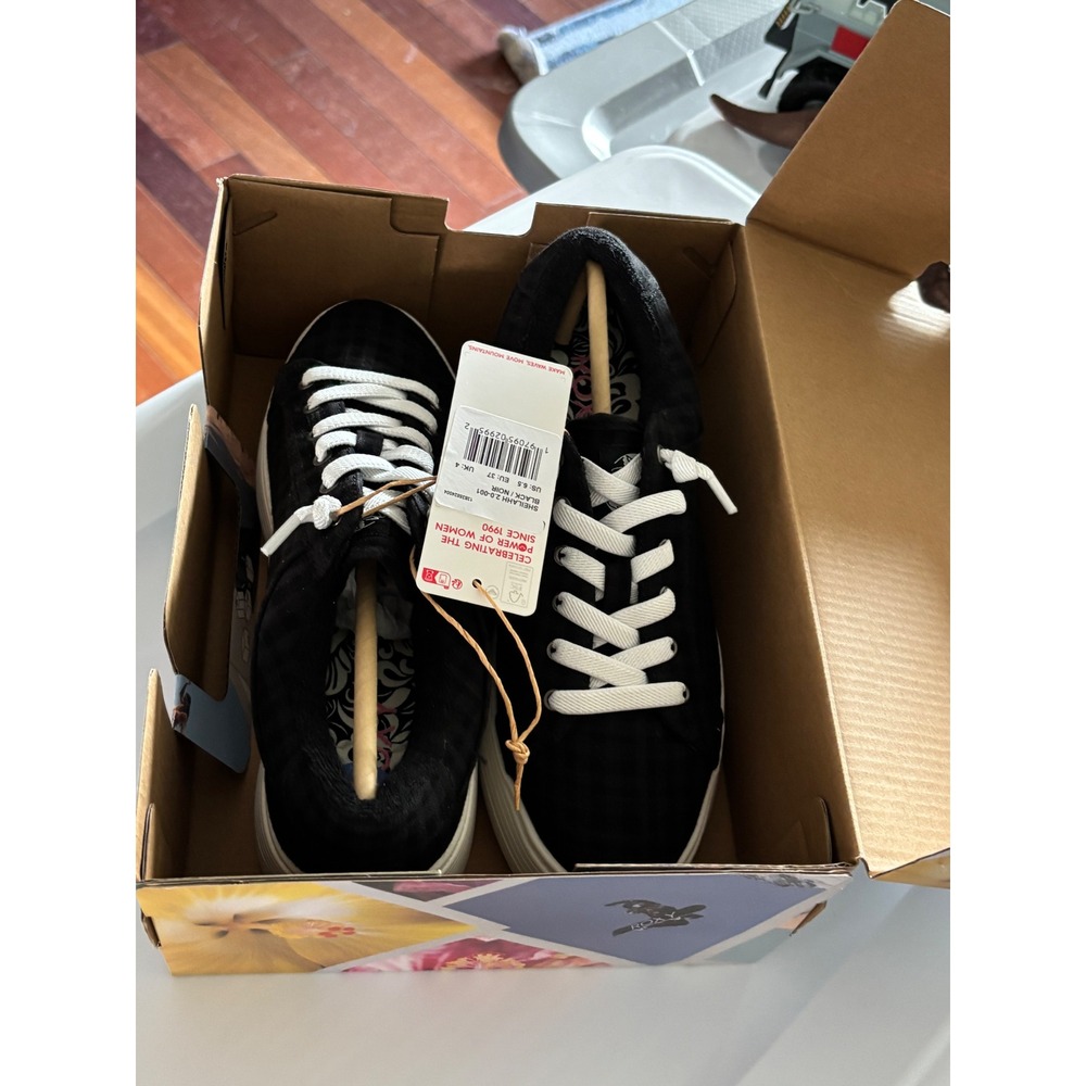 Roxy Sheilahh 2.0 Black White Platform Sneakers Shoes Women 6.5 ARJS700158